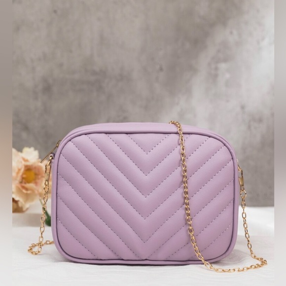❤️Lavender Quilted Chevron Chain Crossbody Purse - Picture 5 of 5
